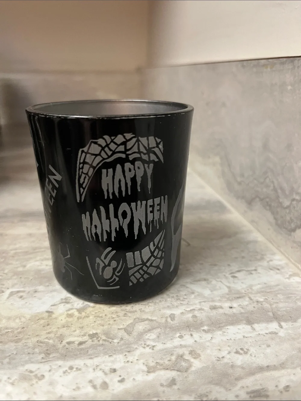 Happy Halloween Black Decorative Candle Holder